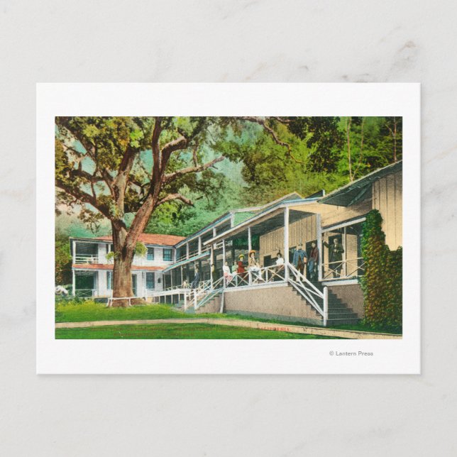 Cartão Postal Visão Exterior do Hotel Geysers, Participantes (Frente)