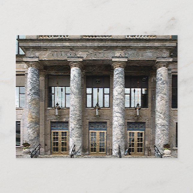 Cartão Postal Visão frontal do Capitólio Estadual do Alasca em J (Frente)