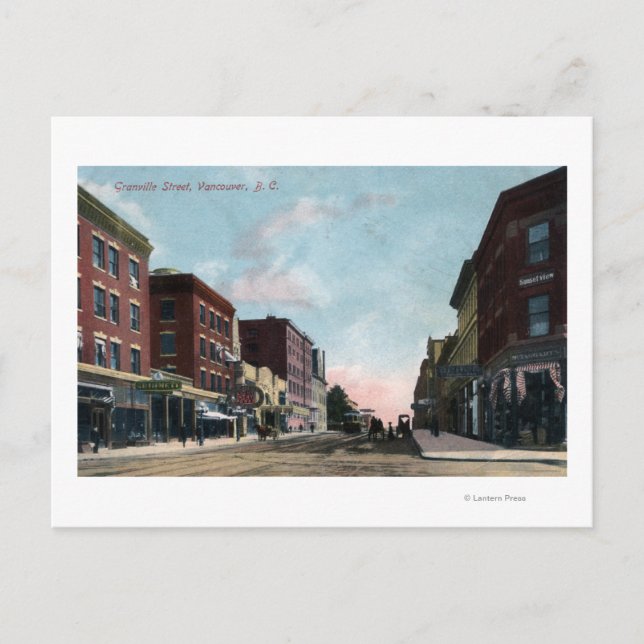 Cartão Postal Visão Geral da Rua Granville (Frente)