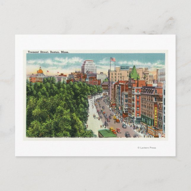 Cartão Postal Visão Geral da Rua Tremont (Frente)