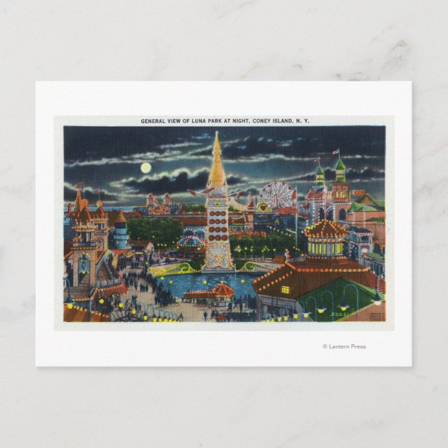 Cartão Postal Visão Geral do Parque Luna à Noite (Frente)