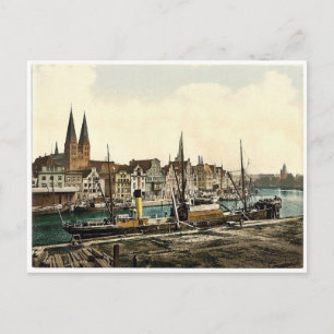 Cartão Postal Visão geral, Lubeck, Alemanha clássico Photochrom