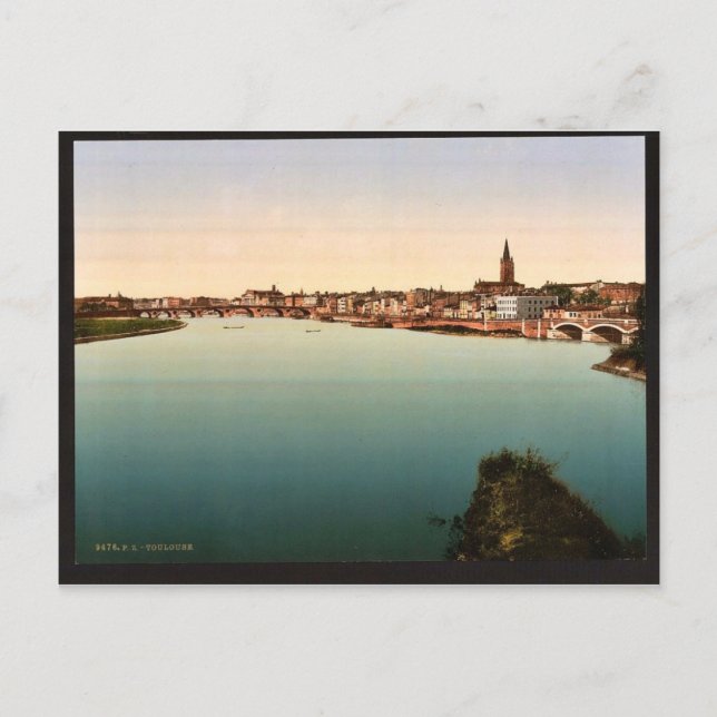 Cartão Postal Visão geral, Toulouse, França vintage Photochrom (Frente)