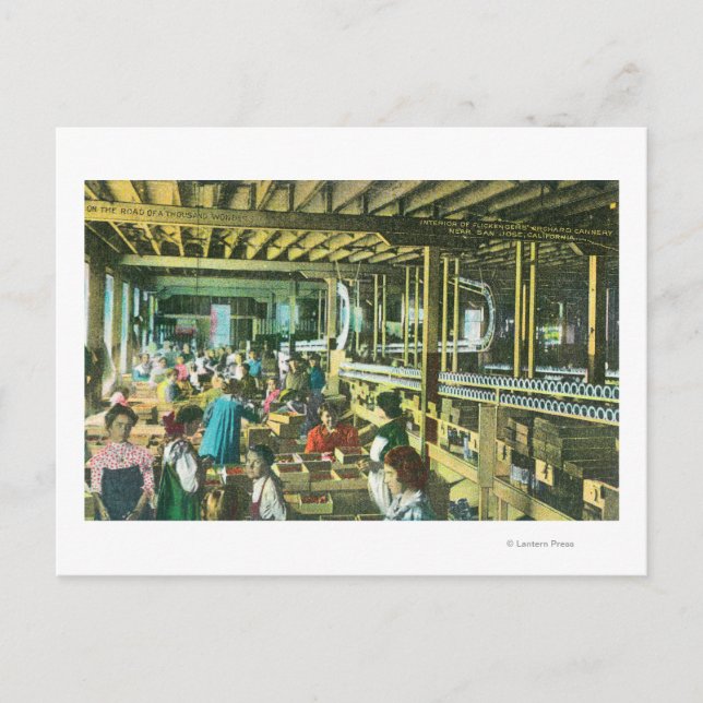Cartão Postal Visão interior da fábrica de pomares do Flickenger (Frente)