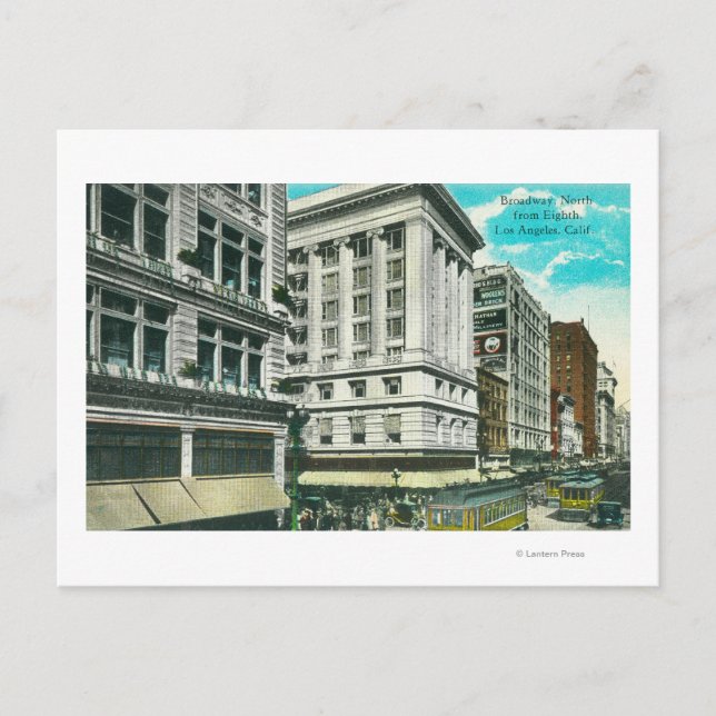 Cartão Postal Visão norte da Broadway a partir da oitava (Frente)
