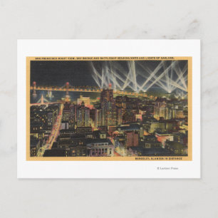 Cartão Postal Visão Noturna da cidade, ponte de Bay, luzes de b