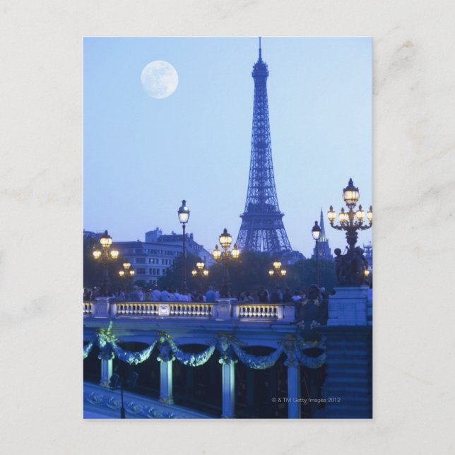 Cartão Postal Visão noturna da Torre Eiffel (Frente)