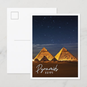 Cartão Postal Visão noturna das Pirâmides de Giza Egito