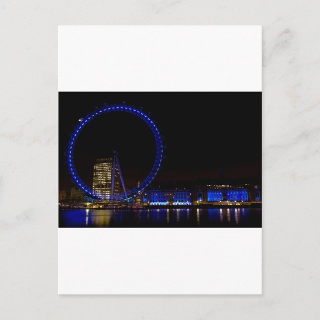 Cartão Postal Visão noturna de Londres (Frente)