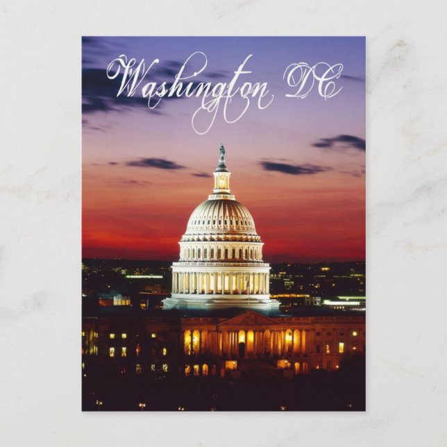 Cartão Postal Visão noturna do Capitólio dos EUA (Frente)