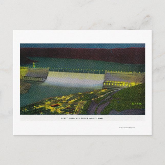Cartão Postal Visão Noturna, Grande Coulee Dam (Frente)