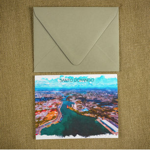 Cartão Postal Visão Panorama da República Dominicana de Santo Do