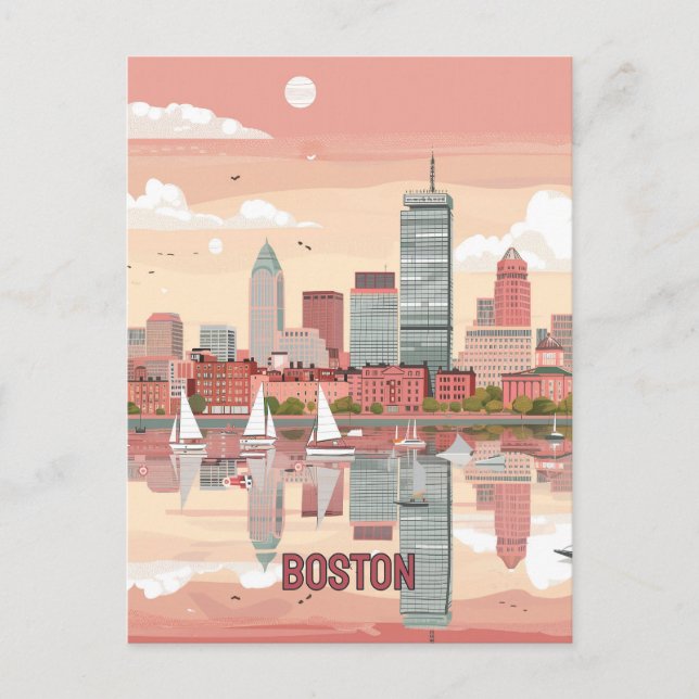 Cartão Postal Visão pitoresca de Boston Skyline (Frente)