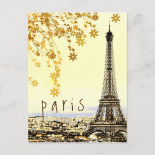 Cartão Postal Visão Russa da Cidade de Paris, Torre Eiffel, Torr