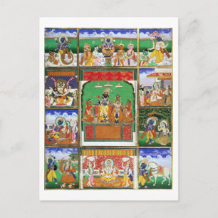 Cartão Postal Vishnu no centro de seus dez avatares, Jaipur, R
