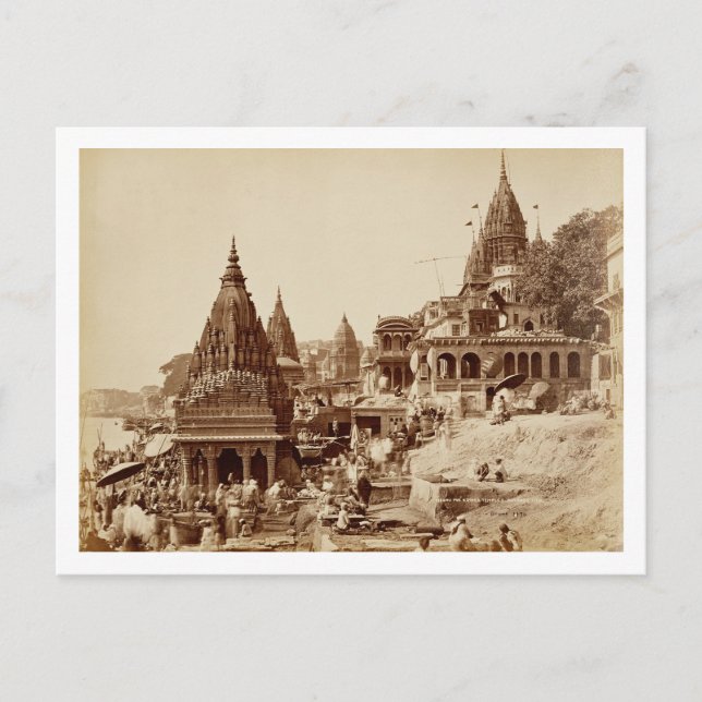 Cartão Postal Vishnu Pud e Outros Templos, Benares (foto sepia) (Frente)