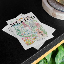 Cartão Postal Visit México Watercolor Travel Postcard