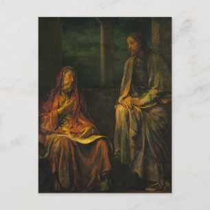 Cartão Postal Visita de Nicodemus ao Cristo de John La Farge