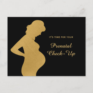 Cartão Postal Visita Prenatal Checkup Dourada Nomeação de Gravid