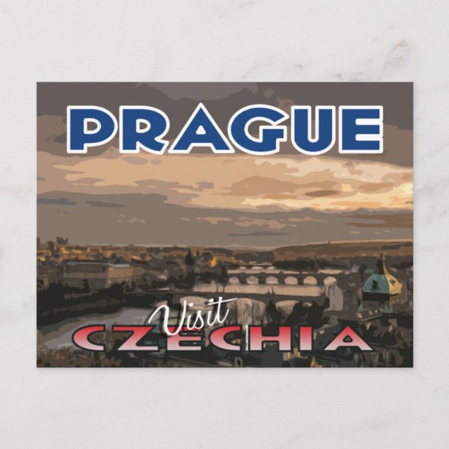 Cartão Postal Visitar... Praga, Tchecia (Frente)