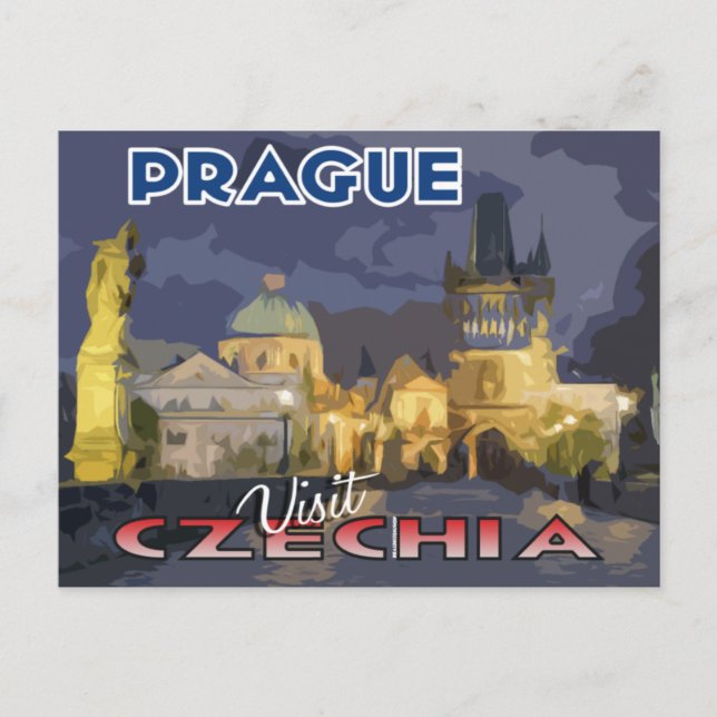 Cartão Postal Visitar... Praga, Tchecia (Frente)
