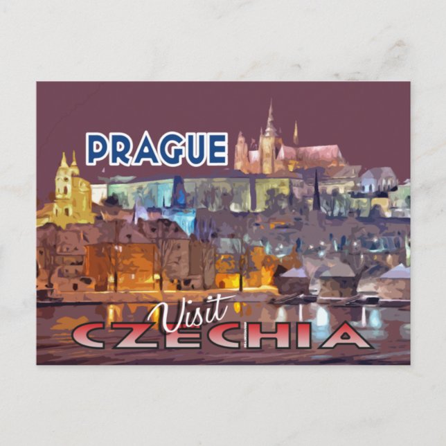 Cartão Postal Visitar... Praga, Tchecia (Frente)