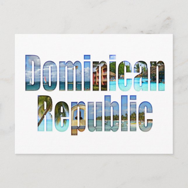Cartão Postal Visitas turísticas da República Dominicana em letr (Frente)