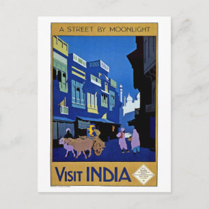 Cartão Postal Visite a arte Viagens vintage na Índia