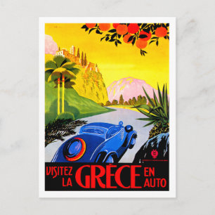Cartão Postal Visite a Grécia ~ Anúncio do Automóvel Vintage