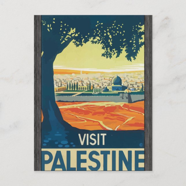 Cartão Postal Visite a Palestina, Vintage (Frente)