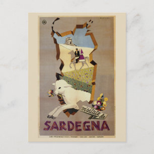 Cartão Postal Visite a Sardenha anúncio de viagem italiano vinta