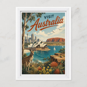 Cartão Postal Visite Austrália Viagem Vintage