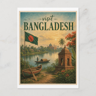 Cartão Postal Visite Bangladesh Travel Vintage