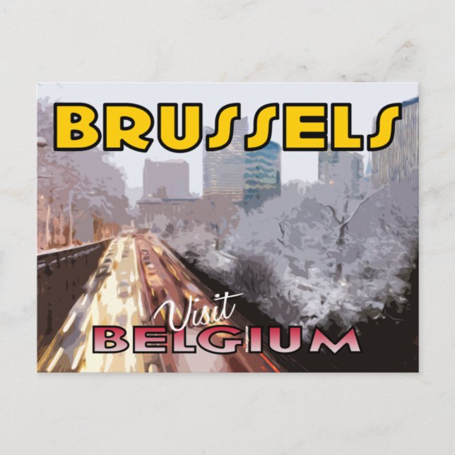 Cartão Postal Visite Bruxelas, Bélgica (Frente)