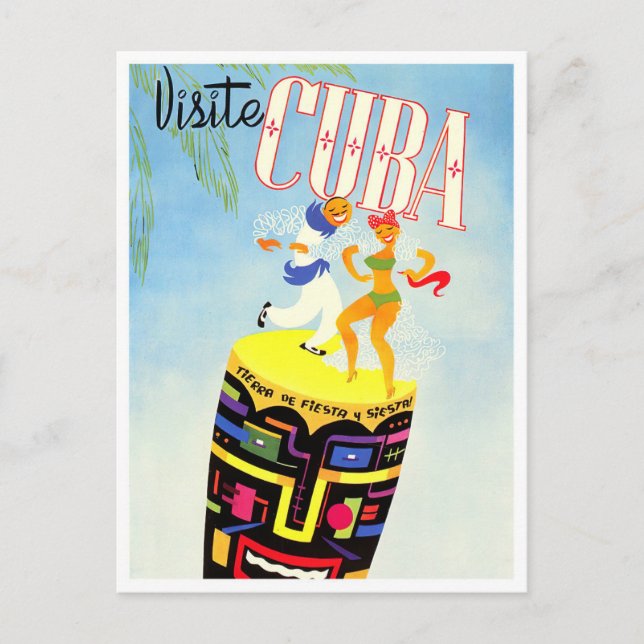 Cartão Postal Visite Cuba viagens vintage postal (Frente)