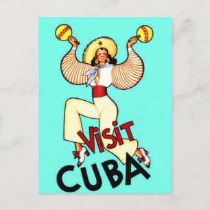 Cartão Postal Visite Cuba Vintage Viagem americano cubano