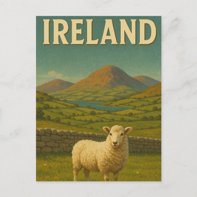 Cartão Postal Visite Ireland Sheep (Frente)