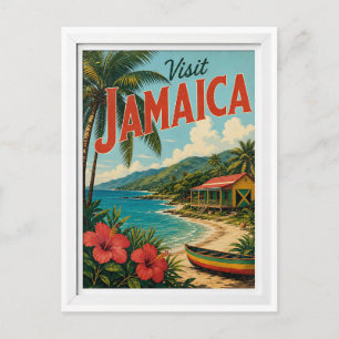 Cartão Postal Visite Jamaica Travel Vintage