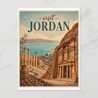 Cartão Postal Visite Jordan Travel Vintage