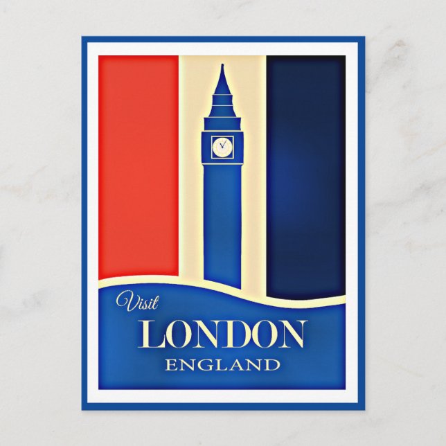 Cartão Postal Visite Londres, Inglaterra (Frente)