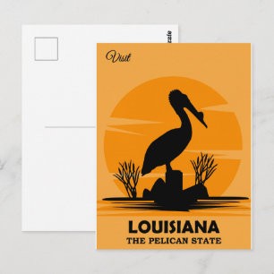 Cartão Postal Visite Louisiana, O Estado do Pelicano,