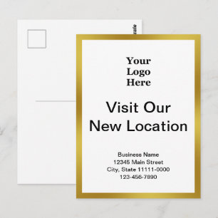 Cartão Postal Visite Nossa Nova Localização Logotipo Empresarial