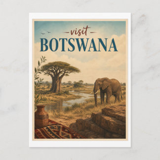 Cartão Postal Visite o Botswana Viagem Vintage