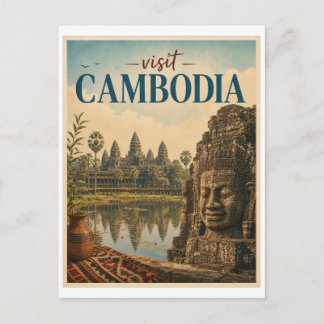 Cartão Postal Visite o Cambodia Travel Vintage