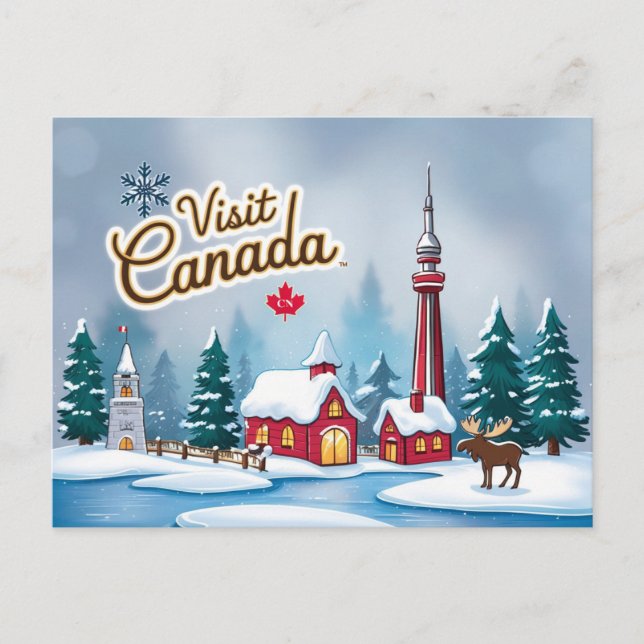 Cartão Postal Visite o Canadá no Inverno (Frente)