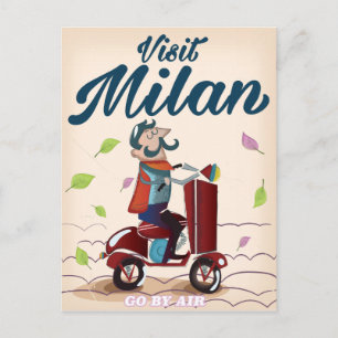Cartão Postal Visite o cartaz de viagem vintage de desenho anima