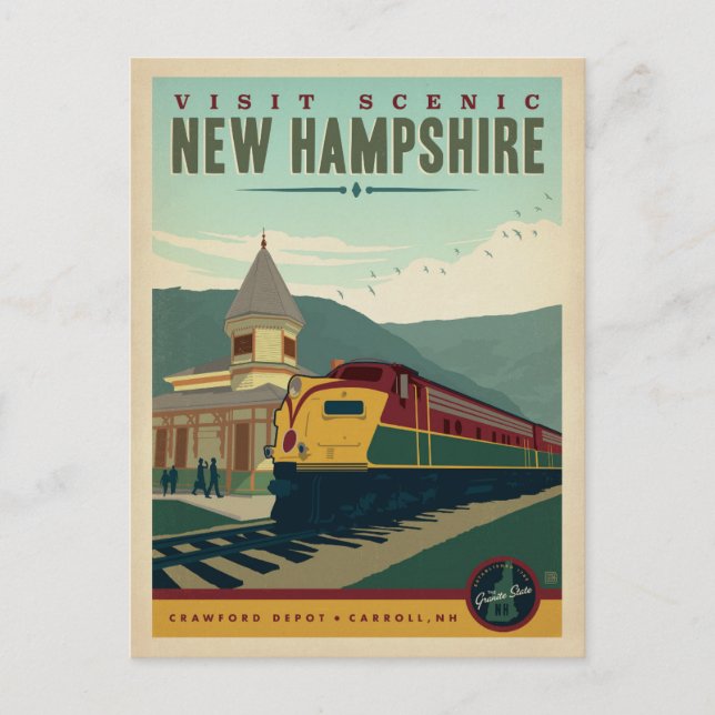Cartão Postal Visite o Cênico de New Hampshire (Frente)