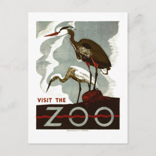 Cartão Postal Visite o jardim zoológico - o poster de WPA -