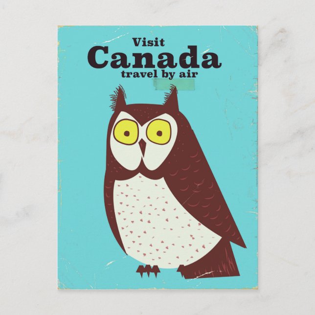 Cartão Postal Visite o pôster da coruja do Canadá (Frente)