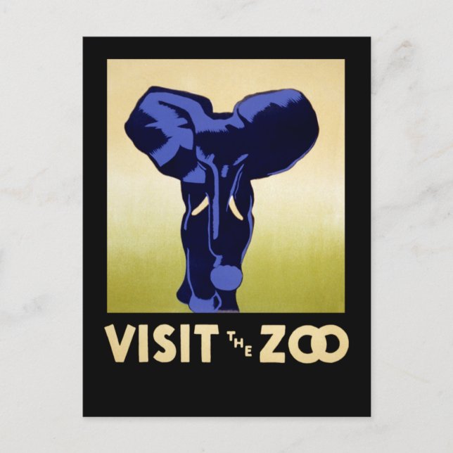 Cartão Postal Visite O Zoológico (Frente)